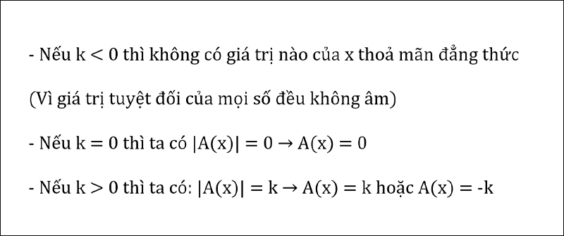 Cách giải bài toán tính giá trị x trong bài toán dạng |Ax| = k